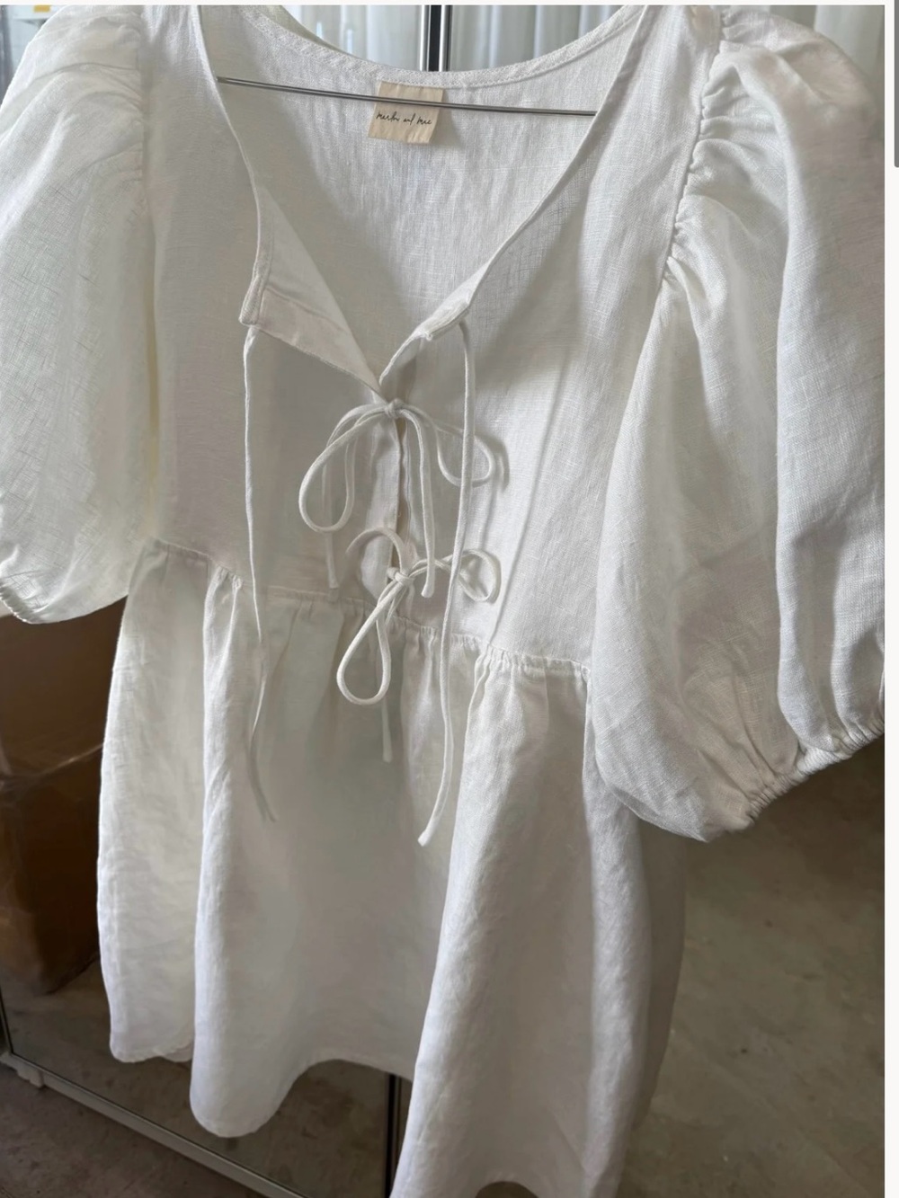 Marlow & Mae Market White Linen Dress - XS - NWT